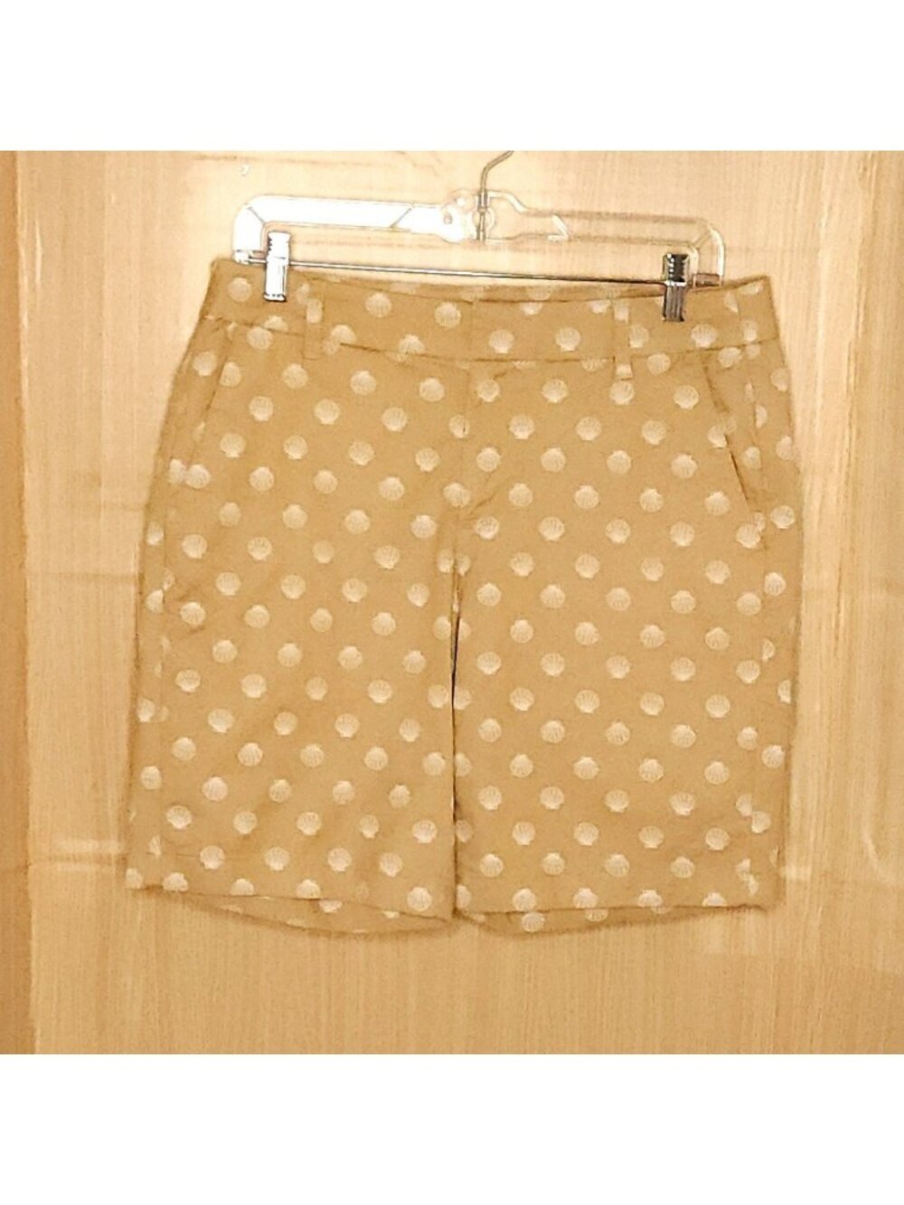 J. Crew Womens Tan White Seashell Print Bermuda Shorts 8
